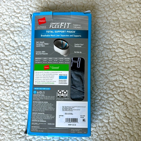 Hanes Men’s Ultimate Tagless Trunks Comfort Flex Fit Box of 4 Sz XL - Picture 2 of 8